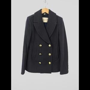[SOLD] BURBERRY BRIT Women's Sz US 2 Navy Wool Double Breasted Peacoat Jacket